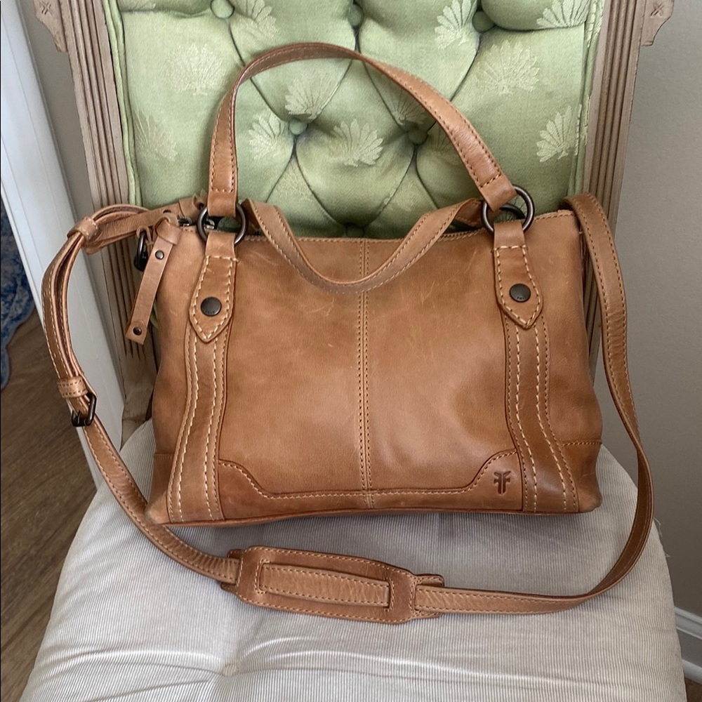 Frye Tan Leather Satchel with Versatile Strap